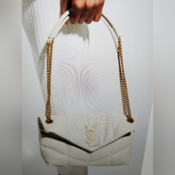 NEW Saint Laurent Lou Puffer SMALL YSL Shoulder Bag Quilted Leather W/Gold Chain - Picture 1 of 7